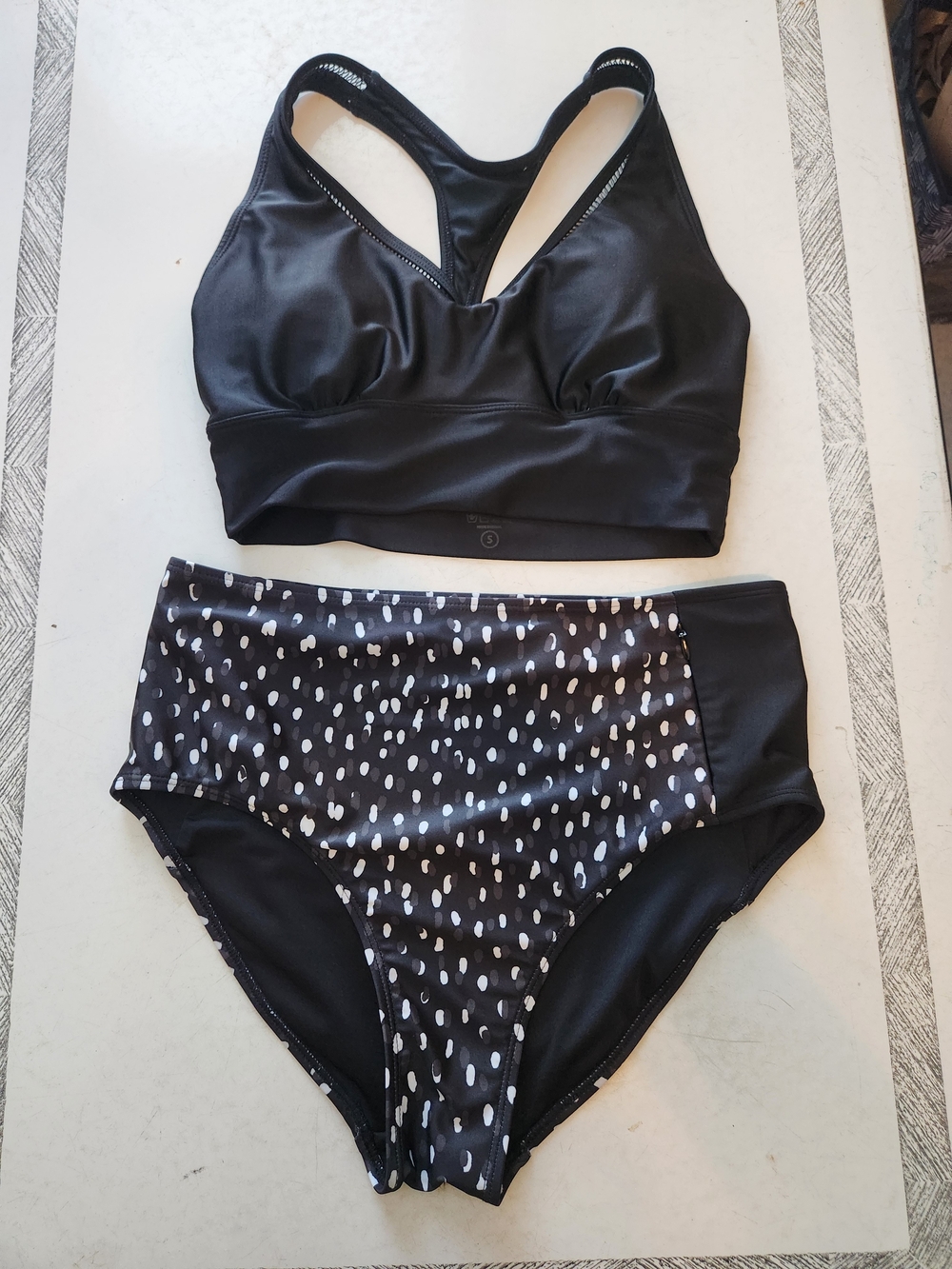Nani Swimwear Black High-Waist Bikini: S top, M bottom